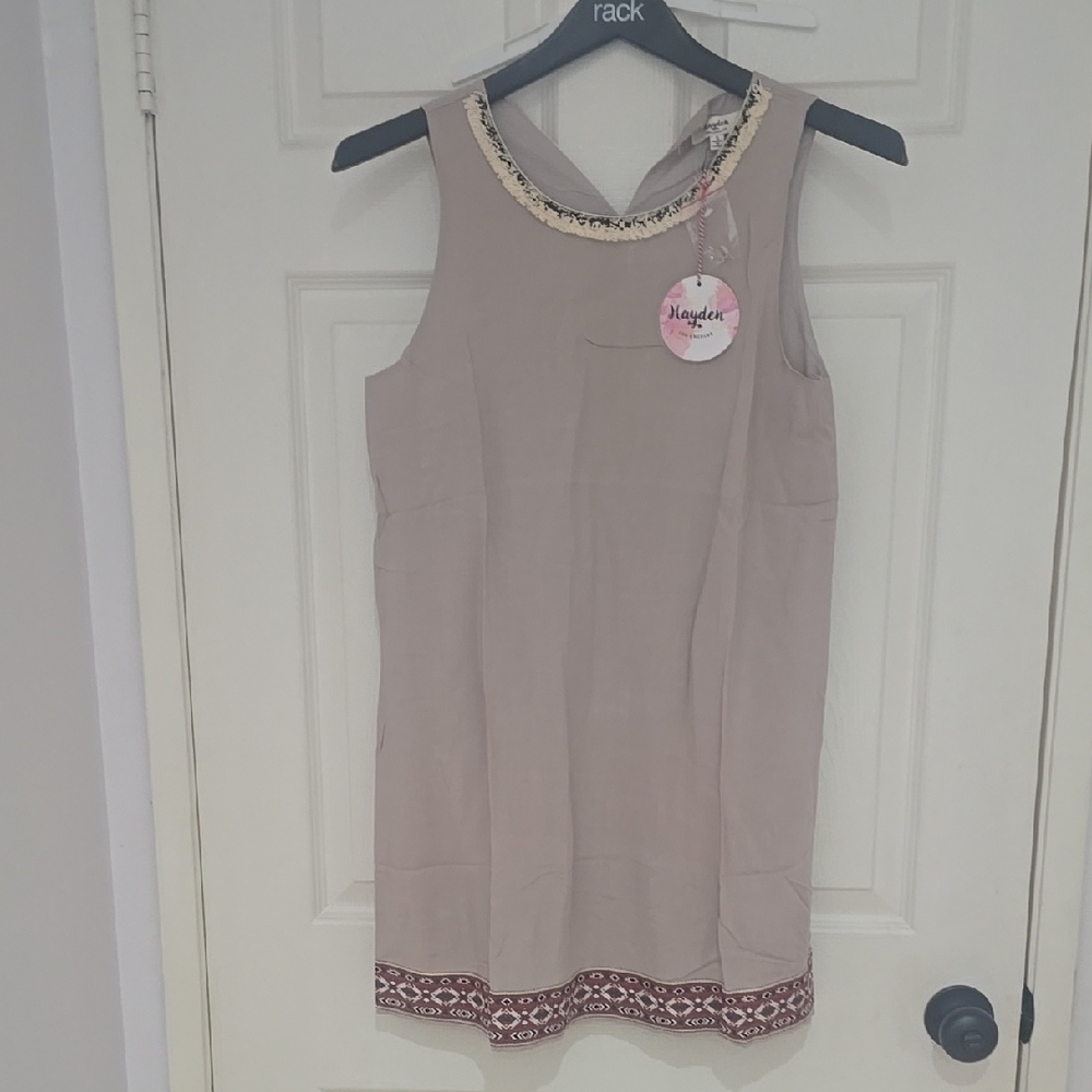 Hayden Sleeveless Beige Dress with Embellished Neckline Summer Dress Ligh